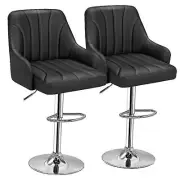 Bar Stools Adjustable Barstools, Counter Height Stools with Set of 2 Black