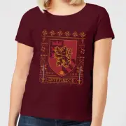 Harry Potter Gryffindor Crest Women's Christmas T-Shirt - Burgundy