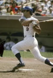 Infielder Catcher Joe Torre New York Mets swings and watches the - 1976 Photo 1