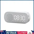 Wireless Bluetooth-Compatible Speaker FM Radio Clock Dual Alarm Soundbar (White)