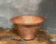 Hammered Copper Bar Sink, Handcrafted Round Copper Bar Sink, Copper Drop-in Bar