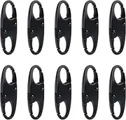 [Leismy] 10Pcs Zipper Clip Anti Theft Deterrent Safety Lock Alloy Carabiner for Hanging Things On Bag Keychain Outdoor Equipment S Shaped Detachable Zipper Lock for Backpack Suitcase Handbag(Black)