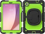 Heavy Duty Shockproof TPU Case Compatible with Lenovo Tab M8 (4rd Gen) TB-300FU/TB-300XU Kids Case,360 Degree Rotating Handle Stand Bracket W Screen Protector+Shoulder Strap Tablet Case Cover (Color