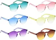 [LIFKOME] Funny Party Es Sunglasses 6pcs Rimless Frameless Glasses Stylish Casual Eyeglasses Unique Gradient for Men