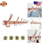 Space-Saving Matte Rose Gold Coat Hooks - Durable 10 Hook Wall Rack (Set of 2)