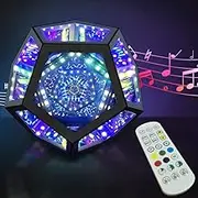 Lumoonosity Infinity Mirror Light - Dodecahedron Light for USB Powered - Infinity Lamp for Customizable Color Changing - Dodecahedron Lamp with Music Sync with Timer Function