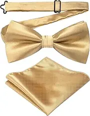 [JEMYGINS] Men's Plain Bow Ties Including Pocket Square Set