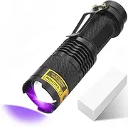 UV Torch LED Flashlight, 395nm Ultraviolet Blacklight Portable Mini Flashlights Black Light Detector Zoomable with Clip, AA Batteries Not Included