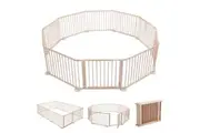 Kidbot Wooden Playpen Foldable Fence Kids Activity Centre Outdoor Playard 10 Panel
