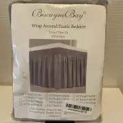 Wrap Around Elastic Bedskirt Twin/Twin XL Silver Grey 22”Drop By Biscayne Bay