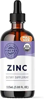 Vimergy USDA Organic Zinc Sulfate – Alcohol Free Liquid Zinc Supplements – Supports Healthy Immune System & Metabolism – Antioxidant – Gluten-Free, Non-GMO, Kosher, Vegan & Paleo Friendly (115 ml)