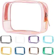 TSA Approved Toiletry Bag - Clear Travel Bags for Toiletries, Makeup & Cosmetics - Men & Women Small, pink