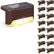 Solar Deck Lights, 16 Pack Waterproof Led Solar Step Lights for Outdoor Stairs, Step, Fence, Railing, Yard and Patio (Warm White)