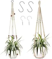 Augshy Macrame Plant Hanger, 2 Packs Plant Hangers, Hanging Planter for Indoor Plants Decorative Macrame Pot Hanger for Home Decor