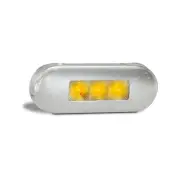 LED Autolamps Amber Marker Light Clear Lens Brushed Bezel 12-24V 2 LED Lamp Bulk