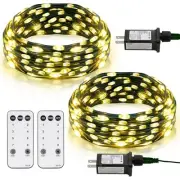 2 Pack Fairy String Lights Plug in, 33Ft Green Wire 100 Micro Starry Warm White