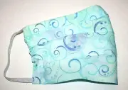 Blue Swirl Face Mask Washable Adult Size w/ Filter Pocket Two Layers Blue Art !