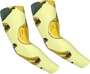 [FHEDVBN] Banana Print Arm Sleeves Compression Arm Covers for Men Women Outdoor Sun Sleeves Cooling Sports Sleeve, Black