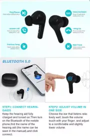 Rechargeable Bluetooth hearing aid app controls noise reduction voice amplifier