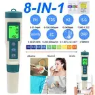 8 In 1 Digital PH Meter TDS EC Salt Temp Tester Pen Pool Water Quality Monitor