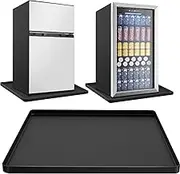 Aping Mini Fridge Silicone Mat with Raised Edges, Washer and Dryer Top Protector Mat,24''x24'', Refrigerator Floor Protector Mat, Mini Fridge Drip Pan Tray Protect from Water Leakage (Black)