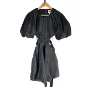 AJE Black Onyx Mimosa Cutout Mini Linen Blend Dress Size AU 6 US 2 XS