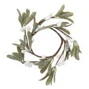Set of 6 Glittered Artificial Mistletoe 8" Candle Rings
