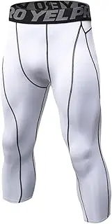 [Yuerlian] Mens 3/4 Tights Cool Dry Compression Running Leggings Sport Gym Workout Capri Pants