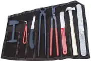 FARRIER TOOL KIT Offset Hoof Knife Horse/Hammer/Nippers/Clinchers/Rasp 8 Pieces