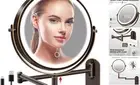 8" Wall Mounted Lighted Makeup Mirror, 3000mAh Rechargeable Double Sided