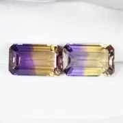 22.37Cts Best Luster Natural Brazil Ametrine Octagon Pair...!!!!