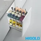 HIGOLD Pull Out Kitchen Cabinet Organiser w/ Knife Block - Stainless Steel 450mm