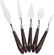 5PCS Painting Knife Set, Palette Knife Painting Tools, Oil Painting Mixing Scraper, Stainless Steel Artist Oil Painting Spatula Mixing Spatula Paint Oil Painting Accessories Art- Brown