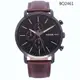 FOSSIL 美國最受歡迎頂尖運動時尚三眼計時皮革腕錶-黑+咖啡-BQ2461 (8.5折)