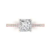 14K Rose Gold Accents Promise Ring, 1.62 ct Princess Cut Simulated Diamond