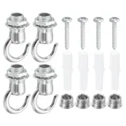 37mmx23mm Ceiling Hook, 4 Pack Screw Hooks Light Fixtures Accessory Silver Tone
