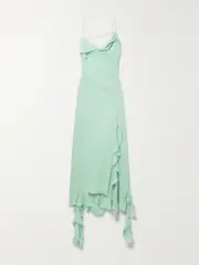 [Acne Studios] Acne Studios - Asymmetric Layered Ruffled Chiffon Midi Dress - Light blue - EU 42 EU 42 Blue