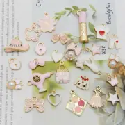 25-pack Bulk Alloy Enamel Women Supplies Charms Cosmetic Bowknot Pendant Making