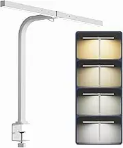 deeloop 48cm LED Desk Light,CRI 95+ Bright Desk Lamp for Home Office, 4 Colors & Infinite Dimming Reading Lamps with Timer & Memory Function, Standing Lamp with Clamp for Table Working Monitor