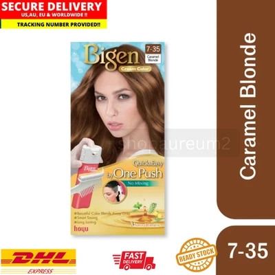 NEWEST Hoyu Bigen ONE PUSH Cream Color Quick & Easy Dyeing Caramel Blonde 7.35