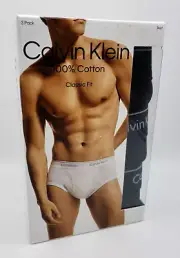 Calvin Klein Men's 3-Pack Black Classic Fit 100% Cotton Briefs Size 2XL