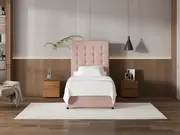 My Style Buttoned Headboard & Standard Base - Single / Rosewater / Standard Base
