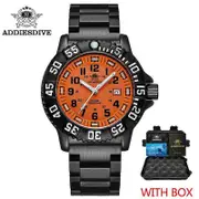 Addies Top Men's Military Luminous Watch Outdoor Sports 50m Waterproof Watch Nylon 316 Stainless Orange Men Quartz Watches Steel belt B BO x