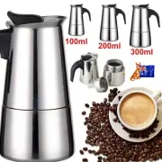 2/4/6/9 Cup Coffee Maker Moka Percolator Stove Top Espresso Latte Stainless Pot