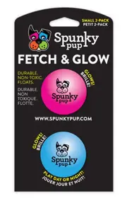 Glow in the Dark Dog Toy Fetch & Glow Ball - Small (5cm) (2 Pack) (Spunky Pup)