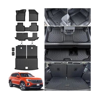 Floor Mats for 2018-2024 2025 Volkswagen Atlas 7 Seats, All Weather TPE Floor...
