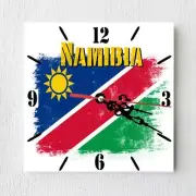 Namibia Flag Wall clock patriots Wooden Tile Watch Support Décor