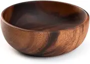 [Veulrn] Wooden Salad Bowl Round Dessert Displays Serving Trays Fruit Food Salads Snack Soup Bowl for Home Coffee Shop F