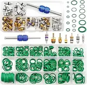 Bittwee Car A/C Repair Kit, 39PCS Vehicle Air Conditioner Valve Core with 270PCS O-Ring, AC R12 R134a Auto Refrigeration Tire Valve Stem Cores Assortment with Remover Tool, Universal Fit