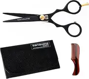 Japanese Mustache Scissors, Beard Trimming Scissors, Extremely Sharp - 4.5" (11.5cm) + Presentation Case, Comb and Tip Protector
